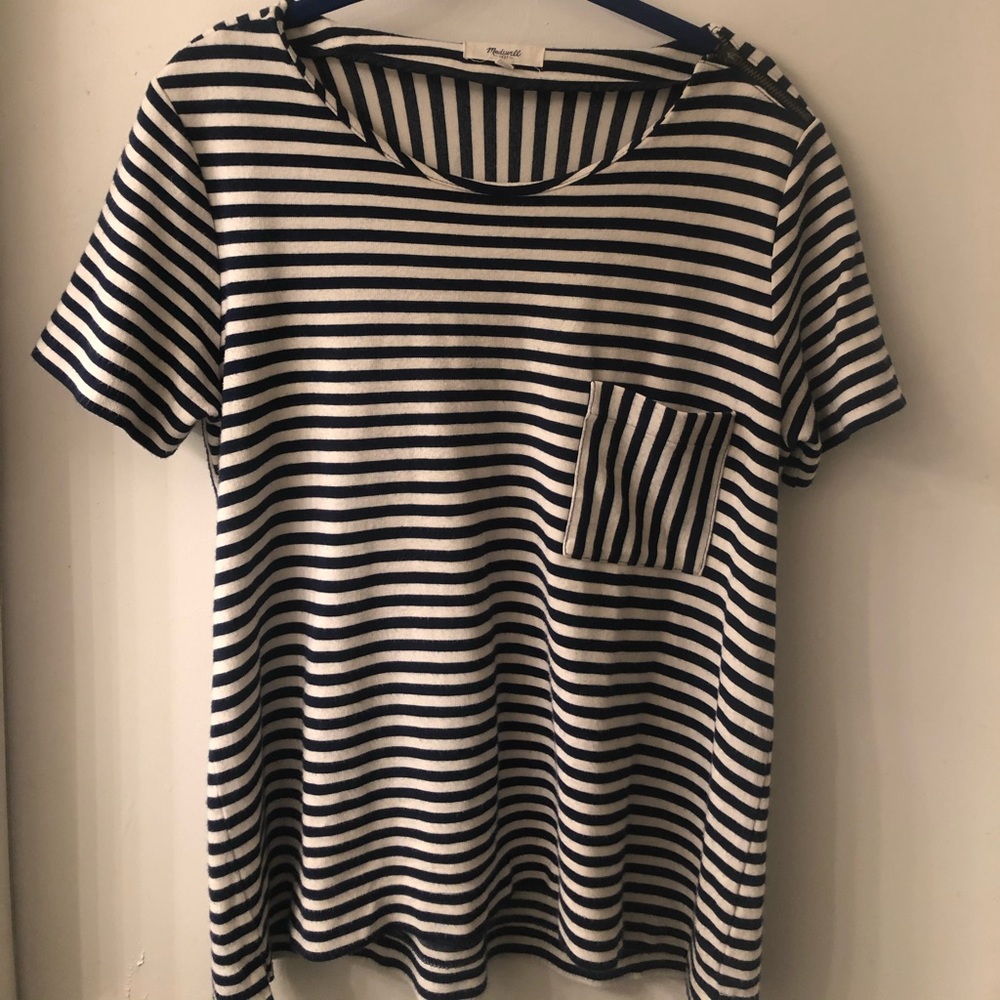 Madewell Size Large Navy Blue Blouse with Zipper